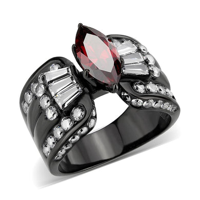 Womens Light Black Ring Anillo Para Mujer Stainless Steel Ring with AAA Grade CZ in Garnet Eden - Jewelry Store by Erik Rayo