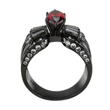 Load image into Gallery viewer, Womens Light Black Ring Anillo Para Mujer Stainless Steel Ring with AAA Grade CZ in Garnet Eden - Jewelry Store by Erik Rayo
