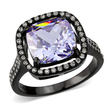 Load image into Gallery viewer, Womens Light Black Ring Anillo Para Mujer Stainless Steel Ring with AAA Grade CZ in Light Amethyst Bernadette - Jewelry Store by Erik Rayo
