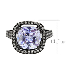 Load image into Gallery viewer, Womens Light Black Ring Anillo Para Mujer Stainless Steel Ring with AAA Grade CZ in Light Amethyst Bernadette - Jewelry Store by Erik Rayo
