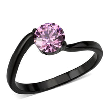 Load image into Gallery viewer, Womens Light Black Ring Anillo Para Mujer y Ninos Girls Stainless Steel Ring with AAA Grade CZ in Rose Cady - ErikRayo.com
