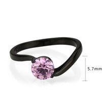 Load image into Gallery viewer, Womens Light Black Ring Anillo Para Mujer y Ninos Girls Stainless Steel Ring with AAA Grade CZ in Rose Cady - ErikRayo.com
