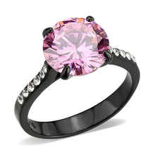 Load image into Gallery viewer, Womens Light Black Ring Anillo Para Mujer y Ninos Girls Stainless Steel Ring with AAA Grade CZ in Rose Faedera - Jewelry Store by Erik Rayo
