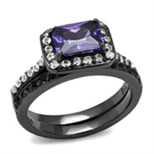 Load image into Gallery viewer, Womens Light Black Ring Anillo Para Mujer Stainless Steel Ring with AAA Grade CZ in Tanzanite Kaia - Jewelry Store by Erik Rayo
