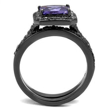 Load image into Gallery viewer, Womens Light Black Ring Anillo Para Mujer y Ninos Girls Stainless Steel Ring with AAA Grade CZ in Tanzanite Kaia - Jewelry Store by Erik Rayo
