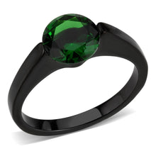 Load image into Gallery viewer, Womens Light Black Ring Anillo Para Mujer y Ninos Girls Stainless Steel Ring with Synthetic in Emerald Bina - Jewelry Store by Erik Rayo
