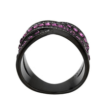 Load image into Gallery viewer, Womens Light Black Ring Anillo Para Mujer Stainless Steel Ring with Top Grade Crystal in Amethyst Giselle - Jewelry Store by Erik Rayo

