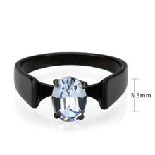 Load image into Gallery viewer, Womens Light Black Ring Anillo Para Mujer Stainless Steel Ring with Top Grade Crystal in Aquamarine Carly - Jewelry Store by Erik Rayo
