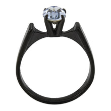 Load image into Gallery viewer, Womens Light Black Ring Anillo Para Mujer Stainless Steel Ring with Top Grade Crystal in Aquamarine Carly - Jewelry Store by Erik Rayo

