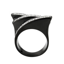 Load image into Gallery viewer, Womens Light Black Ring Anillo Para Mujer Stainless Steel Ring with Top Grade Crystal in Clear Maddalena - Jewelry Store by Erik Rayo
