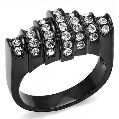 Womens Light Black Ring Anillo Para Mujer y Ninos Girls Stainless Steel Ring with Top Grade Crystal in Clear Ulani - Jewelry Store by Erik Rayo