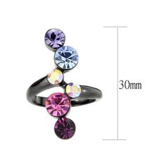 Load image into Gallery viewer, Womens Light Black Ring Anillo Para Mujer Stainless Steel Ring with Top Grade Crystal in MultiColor Jael - Jewelry Store by Erik Rayo
