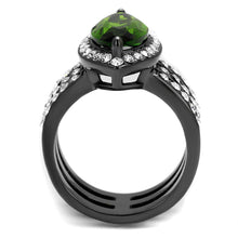 Load image into Gallery viewer, Womens Light Black Ring Anillo Para Mujer y Ninos Kids 316L Stainless Steel Ring Glass in Peridot Analia - Jewelry Store by Erik Rayo
