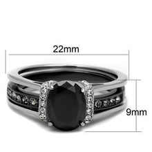 Load image into Gallery viewer, Womens Light Black Ring Anillo Para Mujer y Ninos Kids 316L Stainless Steel Ring Synthetic Glass in Jet Adley - Jewelry Store by Erik Rayo
