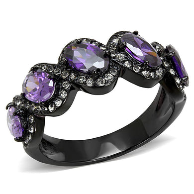 Womens Light Black Ring Anillo Para Mujer y Ninos Kids 316L Stainless Steel Ring with AAA Grade CZ in Amethyst Estefana - Jewelry Store by Erik Rayo