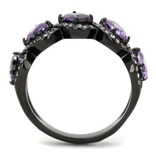 Load image into Gallery viewer, Womens Light Black Ring Anillo Para Mujer y Ninos Kids 316L Stainless Steel Ring with AAA Grade CZ in Amethyst Estefana - Jewelry Store by Erik Rayo
