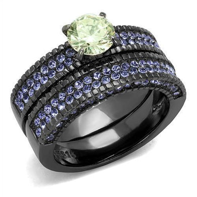 Womens Light Black Ring Anillo Para Mujer y Ninos Kids 316L Stainless Steel Ring with AAA Grade CZ in Apple Green Clara - Jewelry Store by Erik Rayo