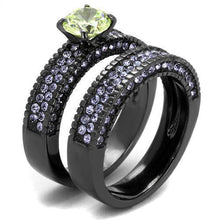 Load image into Gallery viewer, Womens Light Black Ring Anillo Para Mujer y Ninos Kids 316L Stainless Steel Ring with AAA Grade CZ in Apple Green Clara - Jewelry Store by Erik Rayo
