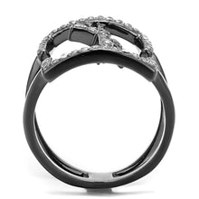 Load image into Gallery viewer, Womens Light Black Ring Anillo Para Mujer y Ninos Kids 316L Stainless Steel Ring with AAA Grade CZ in Clear Constance - ErikRayo.com
