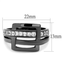 Load image into Gallery viewer, Womens Light Black Ring Anillo Para Mujer y Ninos Kids 316L Stainless Steel Ring with AAA Grade CZ in Clear Fiona - Jewelry Store by Erik Rayo
