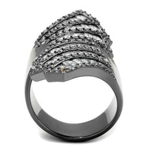 Load image into Gallery viewer, Womens Light Black Ring Anillo Para Mujer y Ninos Kids 316L Stainless Steel Ring with AAA Grade CZ in Clear Lilith - Jewelry Store by Erik Rayo
