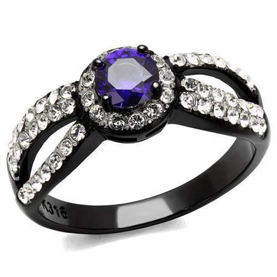 Womens Light Black Ring Anillo Para Mujer y Ninos Kids 316L Stainless Steel Ring with AAA Grade CZ in Tanzanite Agnes - Jewelry Store by Erik Rayo