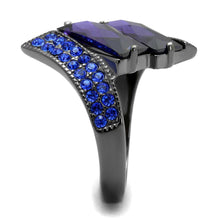 Load image into Gallery viewer, Womens Light Black Ring Anillo Para Mujer y Ninos Kids 316L Stainless Steel Ring with AAA Grade CZ in Tanzanite Britta - Jewelry Store by Erik Rayo
