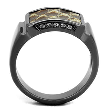 Load image into Gallery viewer, Womens Light Black Ring Anillo Para Mujer y Ninos Kids 316L Stainless Steel Ring with Leather in Brown Kenya - Jewelry Store by Erik Rayo
