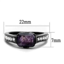 Load image into Gallery viewer, Womens Light Black Ring Anillo Para Mujer y Ninos Kids 316L Stainless Steel Ring with Precious Stone Amethyst Crystal in Amethyst Corinne - Jewelry Store by Erik Rayo
