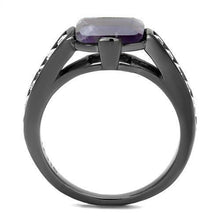 Load image into Gallery viewer, Womens Light Black Ring Anillo Para Mujer y Ninos Kids 316L Stainless Steel Ring with Precious Stone Amethyst Crystal in Amethyst Corinne - Jewelry Store by Erik Rayo
