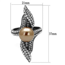 Load image into Gallery viewer, Womens Light Black Ring Anillo Para Mujer y Ninos Kids 316L Stainless Steel Ring with Synthetic Pearl in Brown Elowen - Jewelry Store by Erik Rayo
