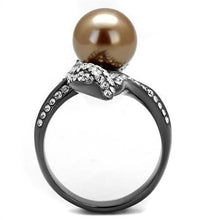 Load image into Gallery viewer, Womens Light Black Ring Anillo Para Mujer y Ninos Kids 316L Stainless Steel Ring with Synthetic Pearl in Brown Elowen - Jewelry Store by Erik Rayo
