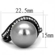 Load image into Gallery viewer, Womens Light Black Ring Anillo Para Mujer y Ninos Kids 316L Stainless Steel Ring with Synthetic Pearl in Gray Estelia - Jewelry Store by Erik Rayo
