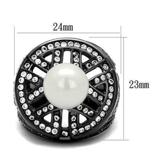 Load image into Gallery viewer, Womens Light Black Ring Anillo Para Mujer y Ninos Kids 316L Stainless Steel Ring with Synthetic Pearl in White Verona - Jewelry Store by Erik Rayo
