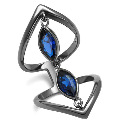 Womens Light Black Ring Anillo Para Mujer y Ninos Kids 316L Stainless Steel Ring with Synthetic Spinel in London Blue Ancy - Jewelry Store by Erik Rayo