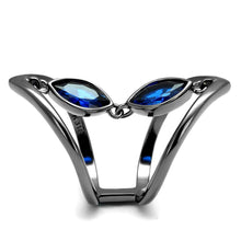 Load image into Gallery viewer, Womens Light Black Ring Anillo Para Mujer y Ninos Kids 316L Stainless Steel Ring with Synthetic Spinel in London Blue Ancy - Jewelry Store by Erik Rayo
