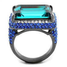 Load image into Gallery viewer, Womens Light Black Ring Anillo Para Mujer y Ninos Kids 316L Stainless Steel Ring with Top Grade Crystal in Blue Zircon Bea - Jewelry Store by Erik Rayo
