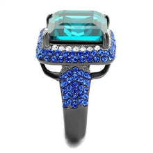 Load image into Gallery viewer, Womens Light Black Ring Anillo Para Mujer y Ninos Kids 316L Stainless Steel Ring with Top Grade Crystal in Blue Zircon Bea - Jewelry Store by Erik Rayo
