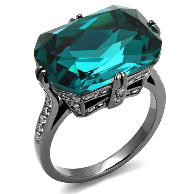Womens Light Black Ring Anillo Para Mujer y Ninos Kids 316L Stainless Steel Ring with Top Grade Crystal in Blue Zircon Cora - Jewelry Store by Erik Rayo