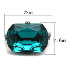 Load image into Gallery viewer, Womens Light Black Ring Anillo Para Mujer y Ninos Kids 316L Stainless Steel Ring with Top Grade Crystal in Blue Zircon Cora - Jewelry Store by Erik Rayo
