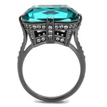 Load image into Gallery viewer, Womens Light Black Ring Anillo Para Mujer y Ninos Kids 316L Stainless Steel Ring with Top Grade Crystal in Blue Zircon Cora - Jewelry Store by Erik Rayo
