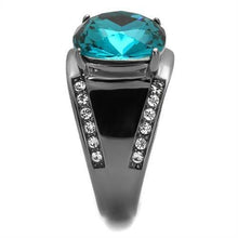 Load image into Gallery viewer, Womens Light Black Ring Anillo Para Mujer y Ninos Kids 316L Stainless Steel Ring with Top Grade Crystal in Blue Zircon Kora - ErikRayo.com
