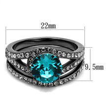 Load image into Gallery viewer, Womens Light Black Ring Anillo Para Mujer y Ninos Kids 316L Stainless Steel Ring with Top Grade Crystal in Blue Zircon Linnea - Jewelry Store by Erik Rayo

