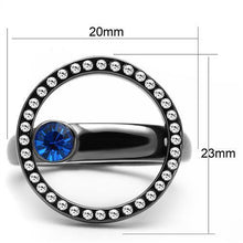 Load image into Gallery viewer, Womens Light Black Ring Anillo Para Mujer y Ninos Kids 316L Stainless Steel Ring with Top Grade Crystal in Capri Blue Agnes - Jewelry Store by Erik Rayo

