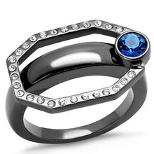 Load image into Gallery viewer, Womens Light Black Ring Anillo Para Mujer y Ninos Kids 316L Stainless Steel Ring with Top Grade Crystal in Capri Blue Alannah - Jewelry Store by Erik Rayo
