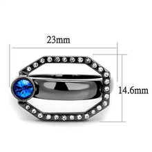 Load image into Gallery viewer, Womens Light Black Ring Anillo Para Mujer y Ninos Kids 316L Stainless Steel Ring with Top Grade Crystal in Capri Blue Alannah - Jewelry Store by Erik Rayo
