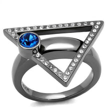 Load image into Gallery viewer, Womens Light Black Ring Anillo Para Mujer y Ninos Kids 316L Stainless Steel Ring with Top Grade Crystal in Capri Blue Arwen - Jewelry Store by Erik Rayo
