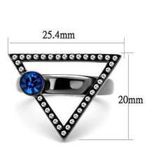Load image into Gallery viewer, Womens Light Black Ring Anillo Para Mujer y Ninos Kids 316L Stainless Steel Ring with Top Grade Crystal in Capri Blue Arwen - Jewelry Store by Erik Rayo
