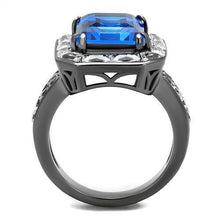 Load image into Gallery viewer, Womens Light Black Ring Anillo Para Mujer y Ninos Kids 316L Stainless Steel Ring with Top Grade Crystal in Capri Blue Sloana - Jewelry Store by Erik Rayo

