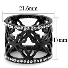 Load image into Gallery viewer, Womens Light Black Ring Anillo Para Mujer y Ninos Kids 316L Stainless Steel Ring with Top Grade Crystal in Clear Abai - Jewelry Store by Erik Rayo
